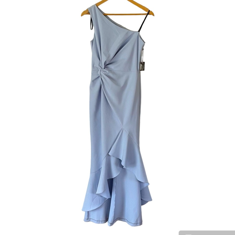 NWT Vince Camuto One Shoulder Side Twist Periwinkle Gown Size 6